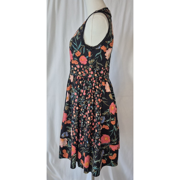 LN Kate Spade New York Black Floral Mixed Blossom Fit & Flare Dress US 4 - Picture 6 of 9